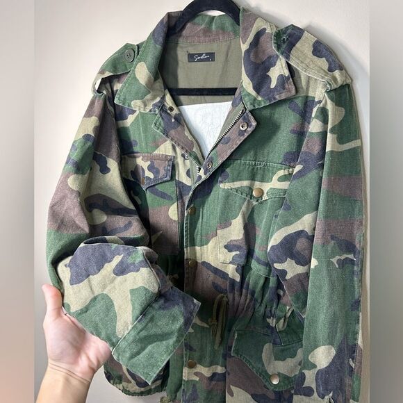 Sorella Girlz Tour Button Up Zippered Army Utility Soft Cotton Jacket - Picture 4 of 12